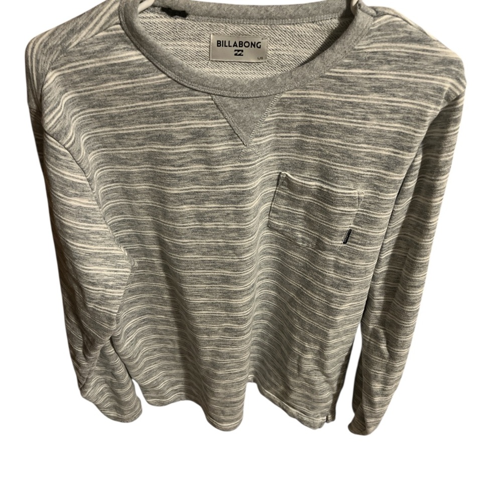 Billabong Heather Gray Striped Crewneck